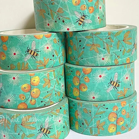 Kate Mason Bee Berries Aqua Washi Tape