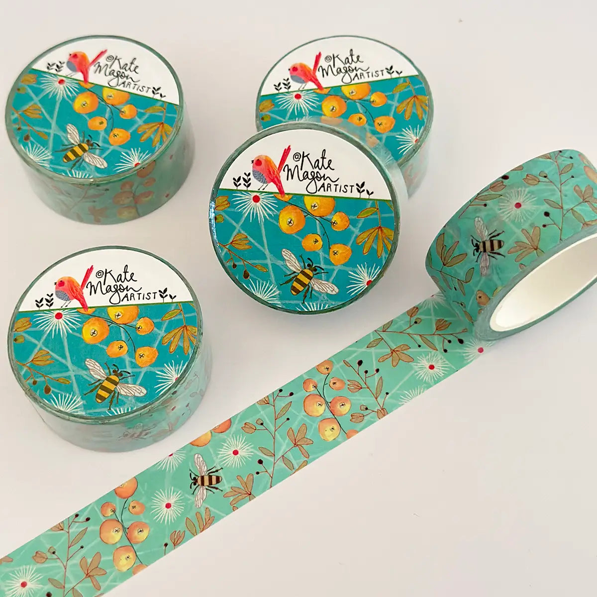 Kate Mason Bee Berries Aqua Washi Tape