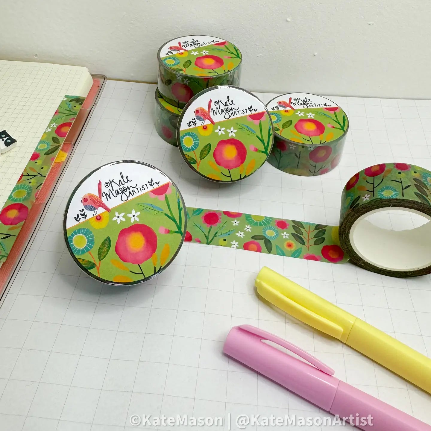 Kate Mason Floral Bright Green Washi Tape