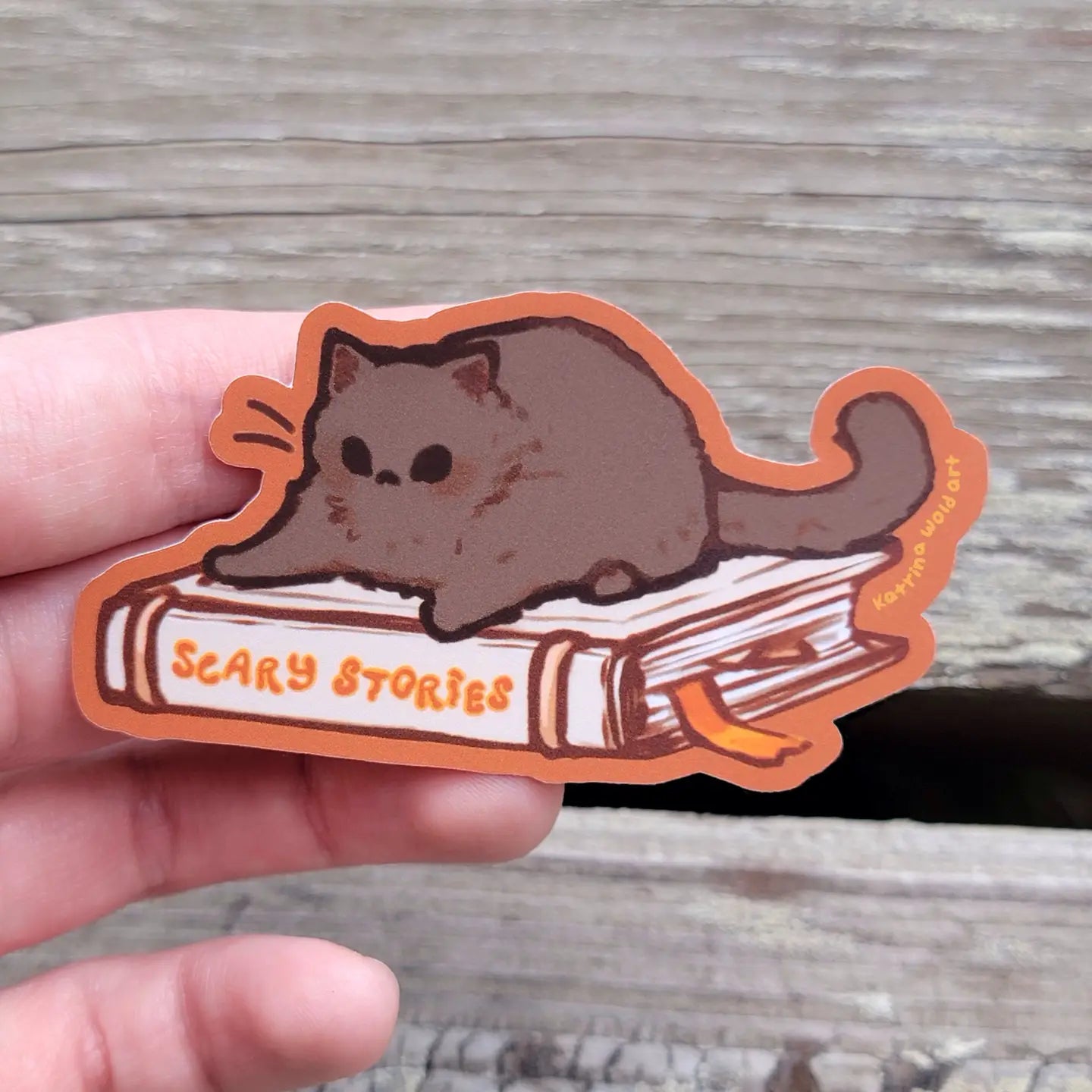 Katrina Wold Art - Halloween Kitty Vinyl Sticker - Scary Stories Book