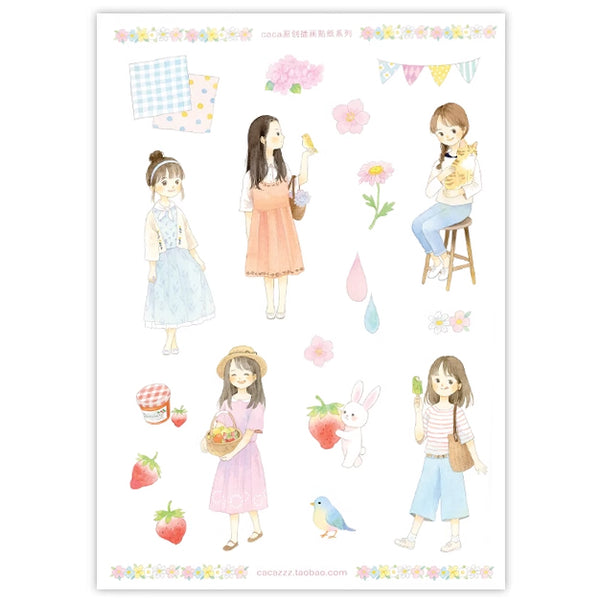 Kawaii Girls Sticker Sheet A5