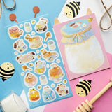 Hoja de pegatinas de leche y miel kawaii