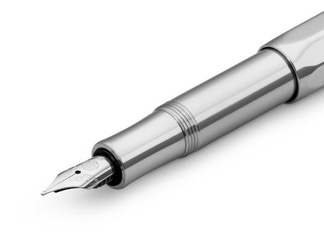 Thanks to the untreated aluminium, the AL Sport fountain pen Raw quickly develops an individual patina. The metallic body is made of high-quality aluminium and grants an unique haptic experience. Its fine surface imparts elegance.

This pocket-sized fountain pen only measures 10.5 cm when closed and is, therefore, a perfect everyday pen. When the cap is attached, the pen grows to a standard size of 13 cm. Thanks to its light weight and small size, it’s a great pen for on the go.

You can individualize your 