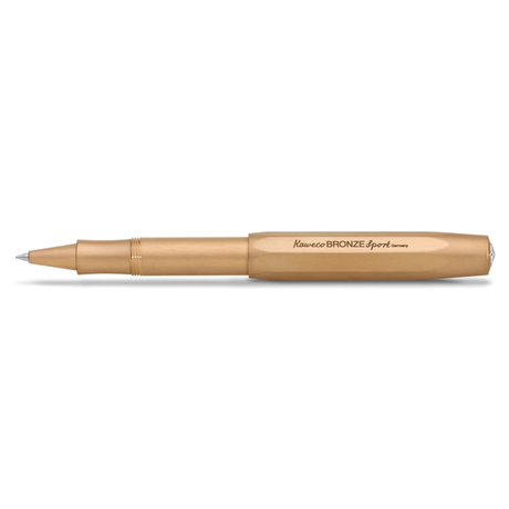 Kaweco Special Edition Bronze Sport Rollerball

Writing instruments of the series Kaweco Bronze Sport develop a natural and unique patina over time. It is a surface change that occurs due to user-related, chemical or corrosive influences. As a result of this each Kaweco Bronze Sport gradually becomes unique as it is used.

This pocket fountain pen is only 10.5 cm tall when closed and grows to a normal size of 13 cm with the cap tucked on.

The writing instrument already presses lightly onto the paper by its