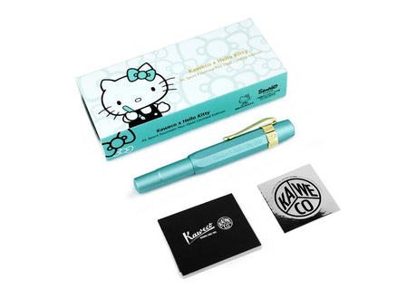 Limited Edition Kaweco x Hello Kitty AL Sport Fountain Pen - Opal with Gold Trimmings


Hello Kitty meets Kaweco again to bring you the Limited Edition Kaweco AL Sport Fountain Pen. The aluminum body and cap are shaded in a unique Opal color. The cap features a Kaweco x Hello Kitty branding, and the gold-plated nib is engraved with Hello Kitty's adorable face.