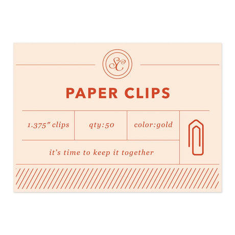 Bring some shine to your organization with the Keep It Together Paper Clips – Red. This pack includes 50 gold 1.4” clips housed in a bold red grid box that’s as stylish as it is practical. Whether you’re sorting paperwork, marking pages, or bundling ideas, these classic clips are here to keep it all together—literally. A clever message on the packaging adds a bit of fun to your desk setup. Perfect for students, teachers, and office organizers alike. A great little gift or desk upgrade for anyone who appreci