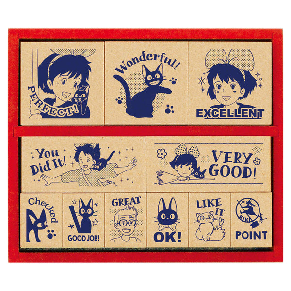 Kiki's Delivery Service Reward Rubber Stamp Set includes 11 stamps with praises and compliments.