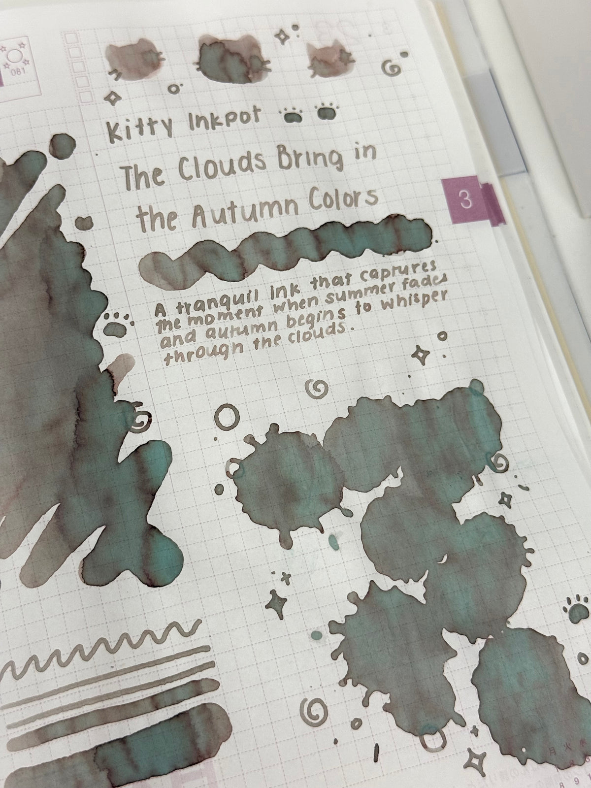 Kitty Inkpot – The Clouds Bring in the Autumn Colors Ink 云天收夏色 (2025 Autumn Limited Edition) close up