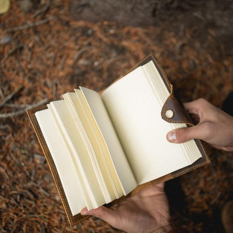 Kodiak Leather Drifter Leather Journal

The Drifter Leather Journal is designed for travelers, writers, and creatives who appreciate quality craftsmanship and timeless style. Made from top-grain leather, this beautifully crafted journal features a secure snap-button closure and handmade artisan paper, making it an ideal gift for adventurers and homebodies alike.

With 210 blank pages and a refillable design, it’s perfect for capturing thoughts, sketches, or travel memories. Measuring 7” x 5” x 2.5”, the Dri