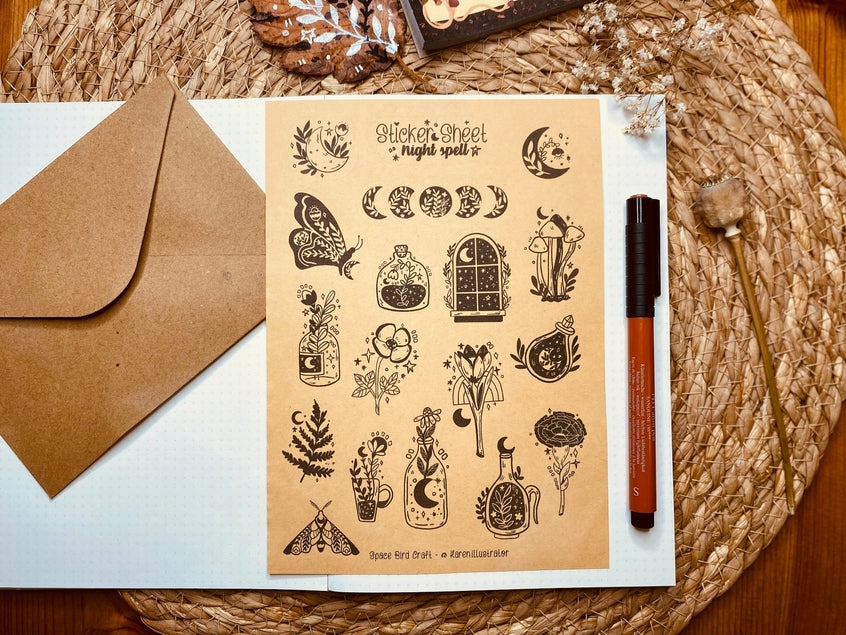 Kraft Night Spell Sticker Sheet