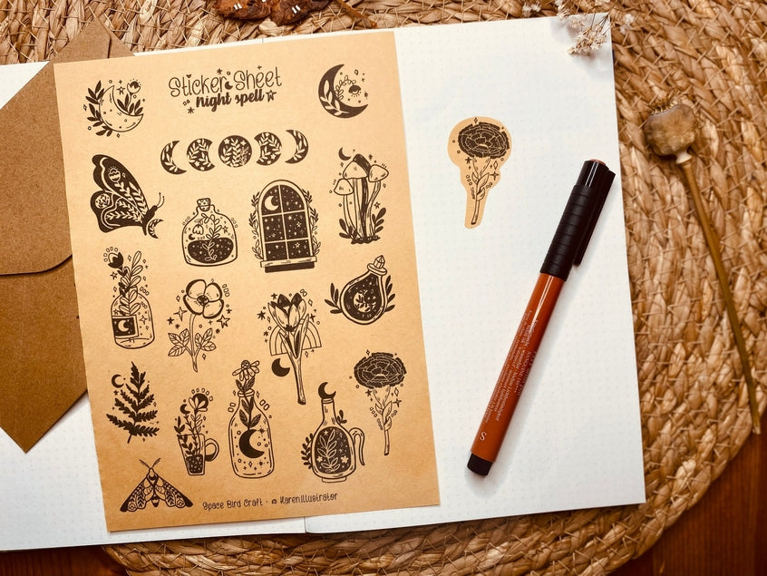 Kraft Night Spell Sticker Sheet