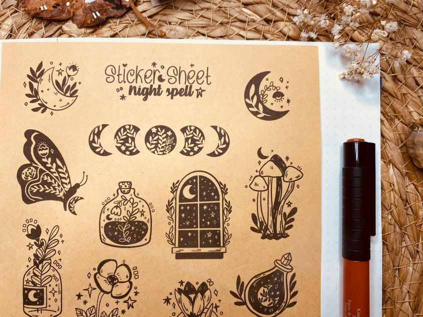 Kraft Night Spell Sticker Sheet