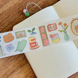 5 meters of pure kiss-cut, washi sticker home deco bliss~

They readjust easily and blend in with the paper. (Lighter paper recommended for maximum visibility)

Just like the washi tape material you love, but in a sticker roll. No more saving your stickers for later! Use it up!!

Dimensions: 50mm x 5m