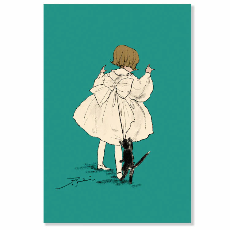 Kurahashirei Postcard - Jareai

An adorable postcard portraying the beautiful artwork of Kurahashi Rei. Featuring the appearance of a young girl and a cat that's constantly by her side, these illustrations radiate warmth and whimsy that naturally lures you in.

4in x 6in