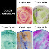 The colors of these Gansai watercolors separate to create whimsical and dreamy effects.

The degree of color separation and blurring may vary depending on the type of paper used. You can enjoy greater changes in color by dissolving the watercolors in lots of water and letting the colors separate on your palette before painting.