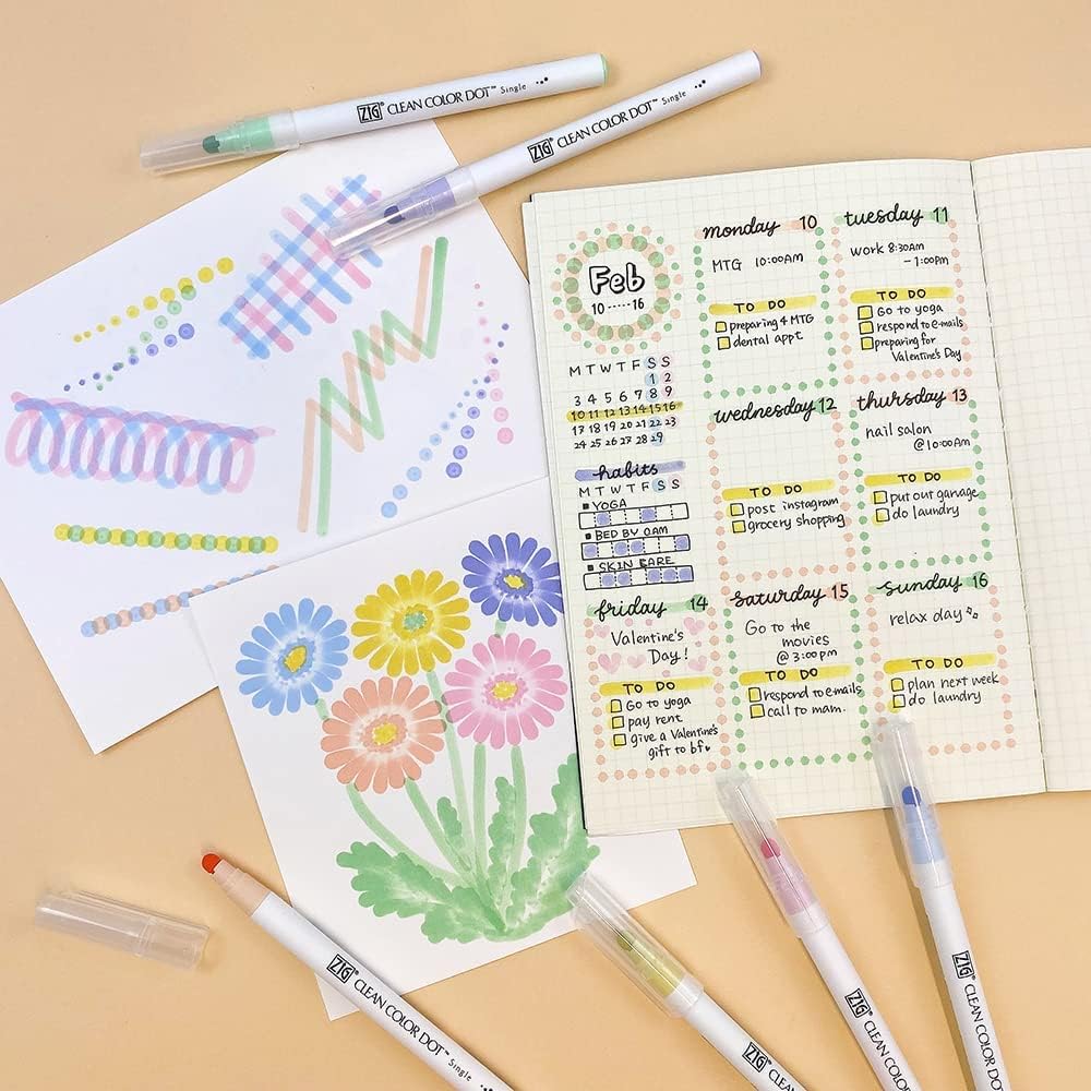 Kuretake ZIG Clean Color Dot Markers Mild Colors 6/pkg – Little Craft Place
