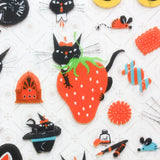 A sticker featuring a stylish black cat named 'Robin-chan' as the main character.
Robin-chan's pose, which gives off the unique softness of cats, is irresistibly cute.


Printed on PET material, the stickers have a smooth, durable finish that’s easy to peel and place - great for both everyday use and special projects.

✨ Product Details

Smooth, durable PET sticker material
Perfect for planners, journals, scrapbooking, and cardmaking
Backing Sheet Size: 141 × 188 mm
Sticker sheet size: 138 × 170 mm
