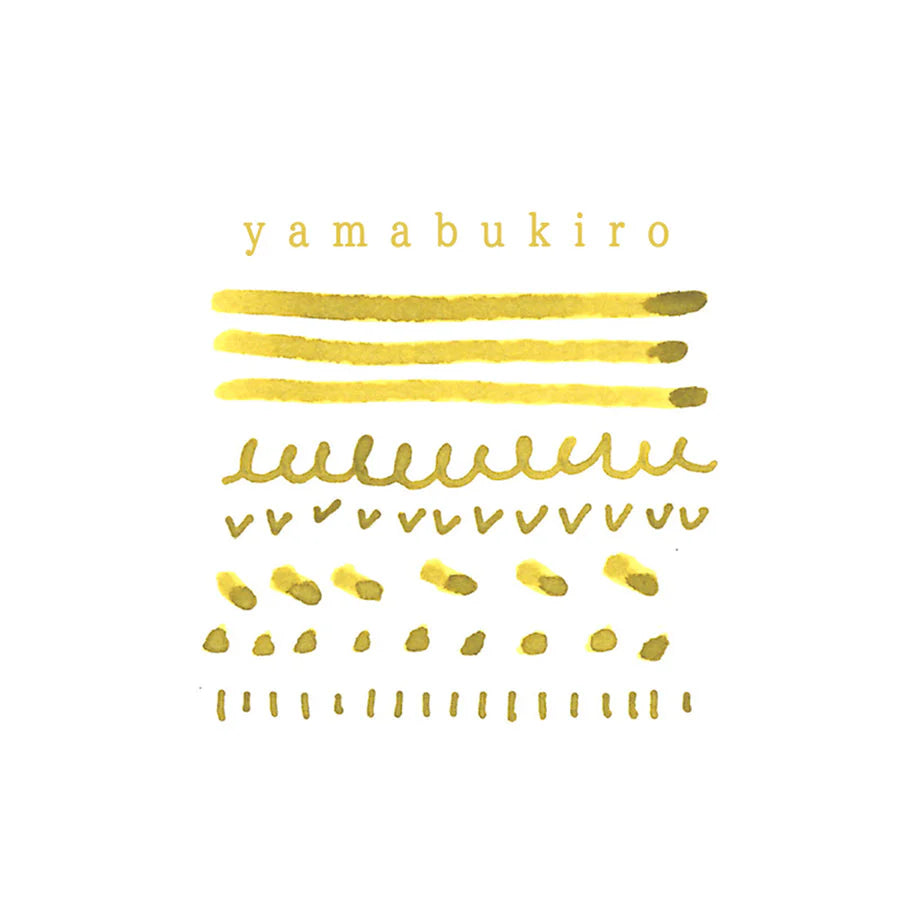 Yamabuki is a plant of the genus Kerria in the family Rosaceae. It refers to a bright reddish golden color like a Yamabuki flower. It is derived from the plant Yamabuki and has been used since ancient times.

Dye ink product number: KO-0104
Capacity: 40ml
Uses: fountain pens, pens, brushes