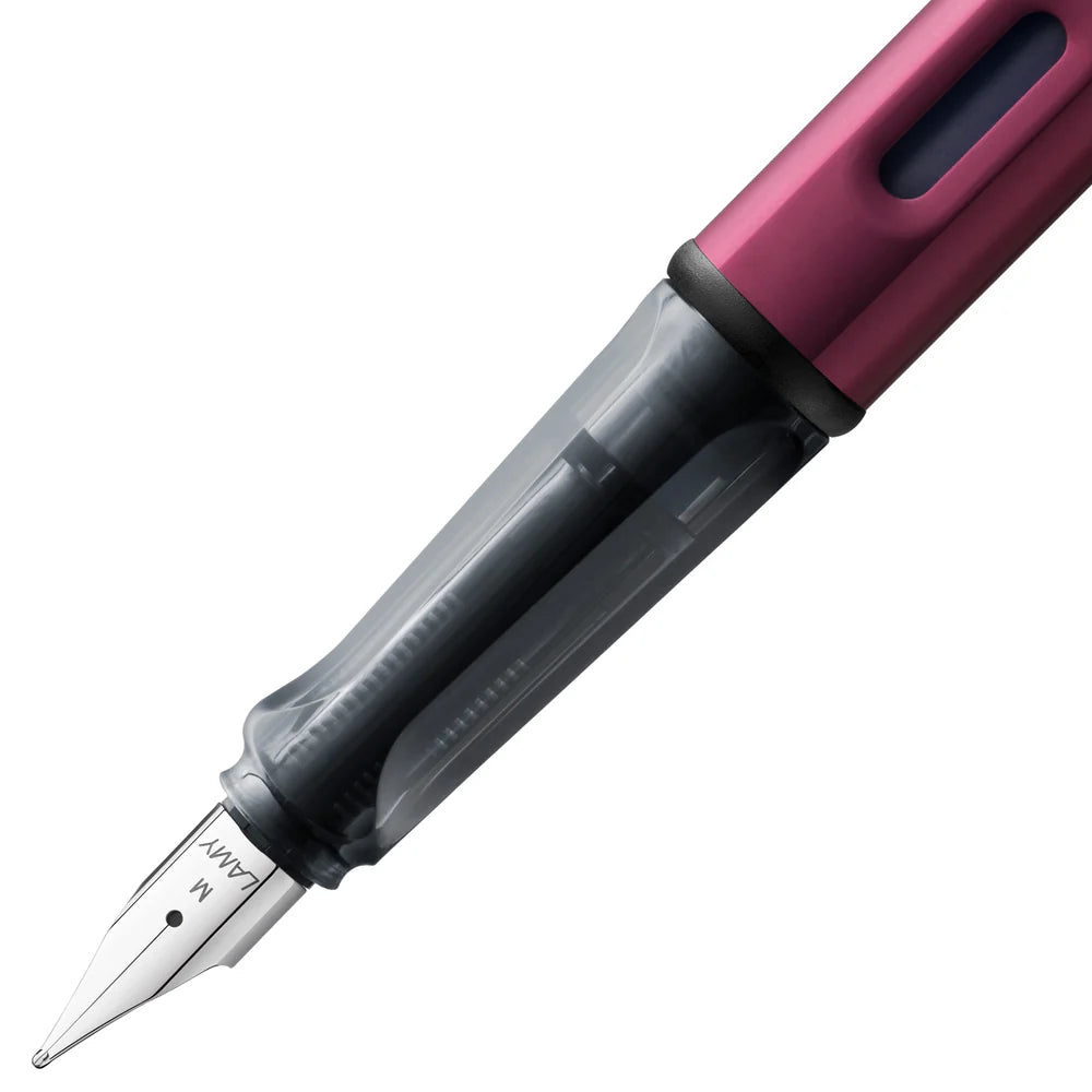 Light, lighter, LAMY AL-star: the writing classic made of resistant aluminium masters all challenges of everyday life in style. The transparent grip lies comfortably in the hand and, with an unobstructed view of the ink duct, turns the functional into a visual highlight. The series is ever inspiring with new special editions in current trendy colours and is thus an inspiring must-have in any pencil case.

Lightweight fountain pen with polished steel nib and ergonomic grip made of high-quality transparent pl