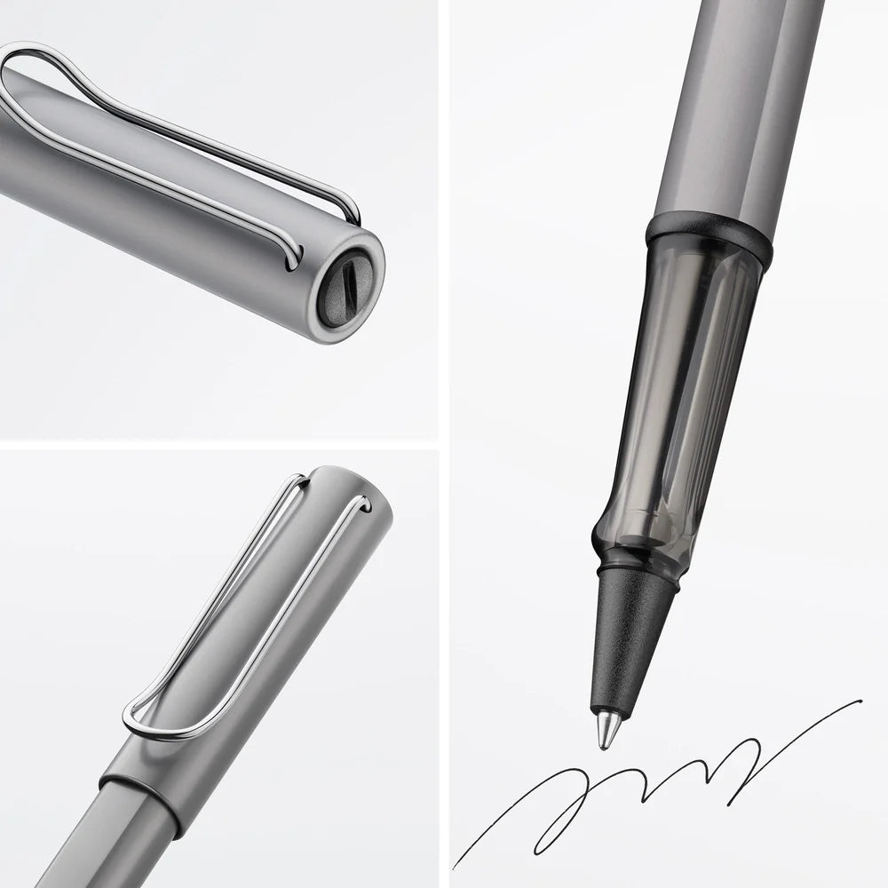 Light, lighter, LAMY AL-star: the writing classic made of resistant aluminium masters all challenges of everyday life in style. The transparent grip lies comfortably in the hand and, with an unobstructed view of the ink duct, turns the functional into a visual highlight. The series is ever inspiring with new special editions in current trendy colours and is thus an inspiring must-have in any pencil case.

Lightweight rollerball pen with ergonomic grip made of high-quality transparent plastic.

Distinctive m