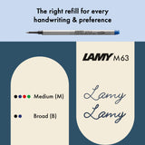 Light, lighter, LAMY AL-star: the writing classic made of resistant aluminium masters all challenges of everyday life in style. The transparent grip lies comfortably in the hand and, with an unobstructed view of the ink duct, turns the functional into a visual highlight. The series is ever inspiring with new special editions in current trendy colours and is thus an inspiring must-have in any pencil case.

Lightweight rollerball pen with ergonomic grip made of high-quality transparent plastic.

Distinctive m