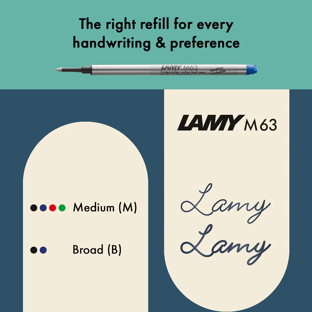 Light, lighter, LAMY AL-star: the writing classic made of resistant aluminium masters all challenges of everyday life in style. The transparent grip lies comfortably in the hand and, with an unobstructed view of the ink duct, turns the functional into a visual highlight. The series is ever inspiring with new special editions in current trendy colours and is thus an inspiring must-have in any pencil case.

Lightweight rollerball pen with ergonomic grip made of high-quality transparent plastic.

Distinctive m
