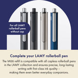 The LAMY M 66 metal rollerball refill ensures smooth, consistent writing and a precise, refined finish – perfect for everyday use. Available in blue and black for a medium line width – ideal for personalizing notes, letters, or sketches.

Refill for rollerball pens without cap and LAMY imporium.

Includes 1 refill.&nbsp;