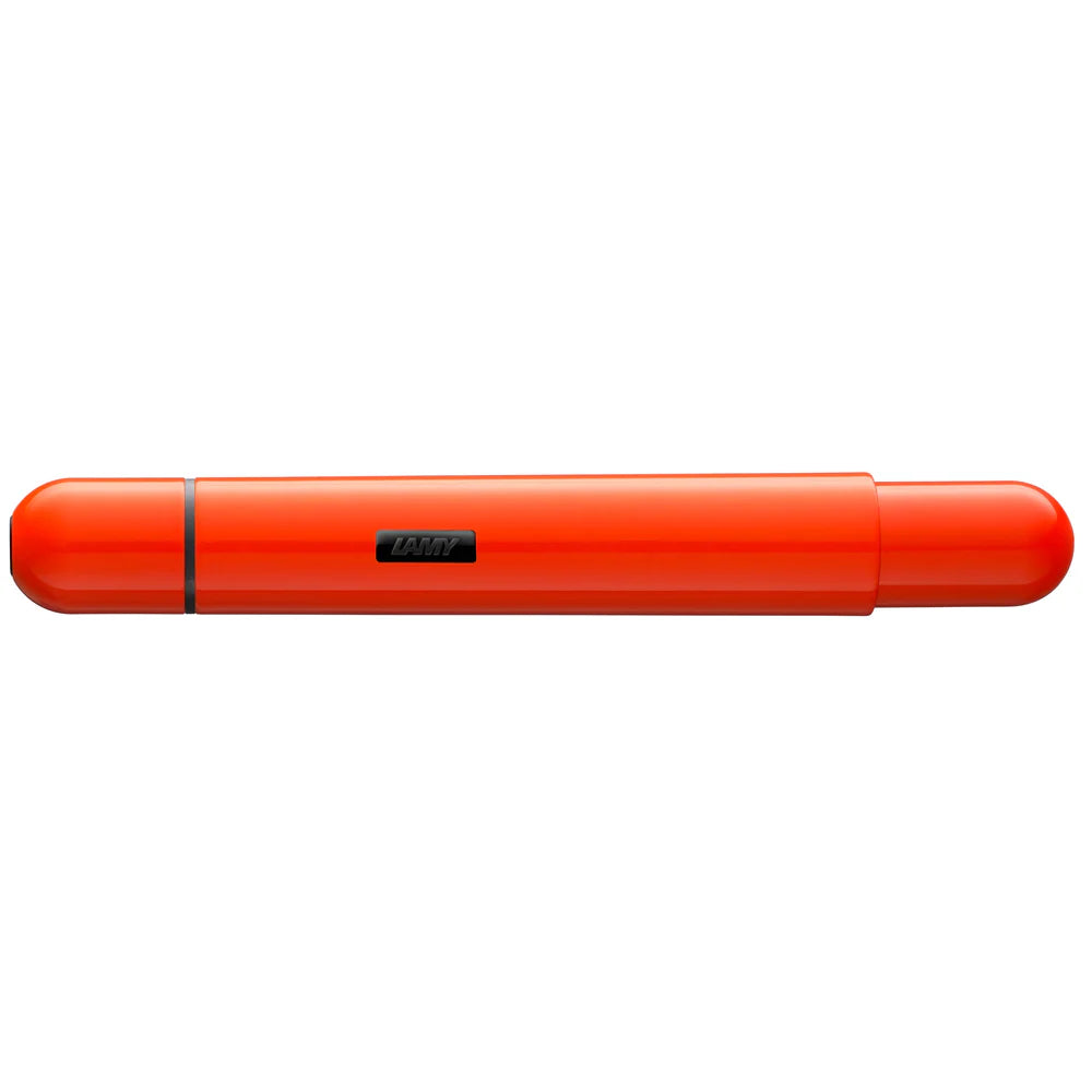 Innovative pocket pen full of transformative power.

The LAMY pico reaches unimagined greatness under pressure: the innovative pocket pen transforms into a full-size biro with just one finger movement thanks to an ingenious double push mechanism inside. Strikingly different and surprising, it brings a piece of innovation to even the smallest pencil case or even trouser pocket as a handy everyday companion.&nbsp;

&nbsp;Shiny neon orange lacquer finish with 1 refill of LAMY M 22 M black