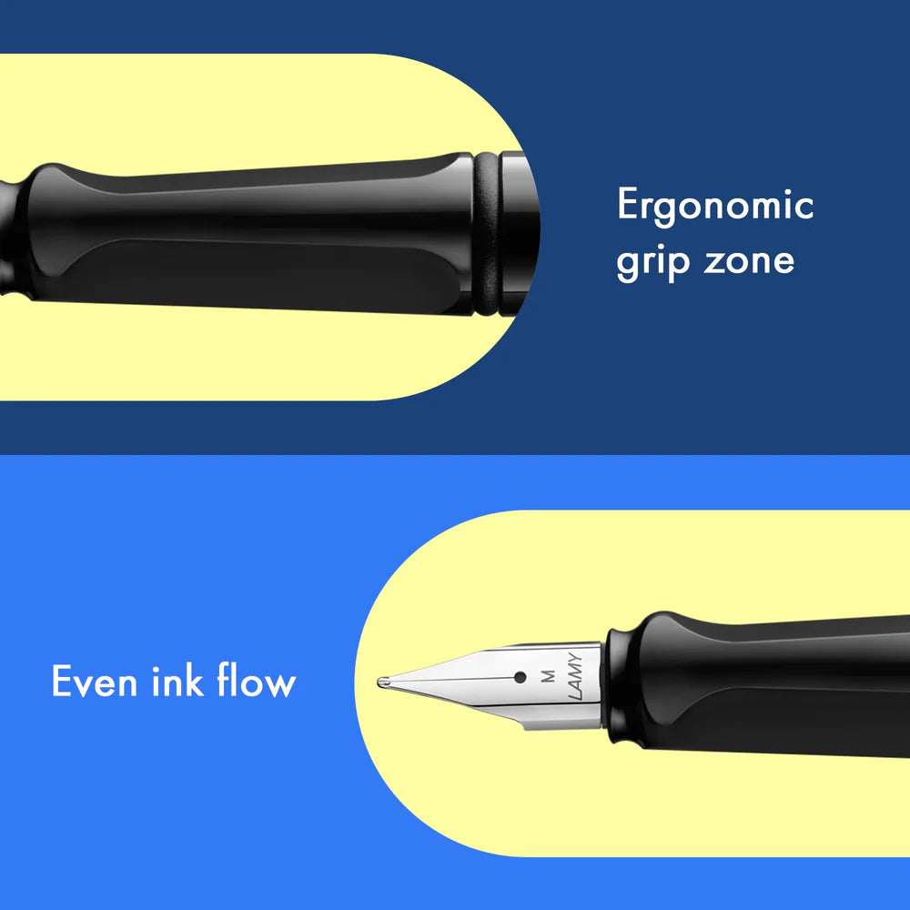 Fountain pen, icon, global success: the LAMY safari has been a beloved classic since its introduction in the 1980s and enjoys a cult status untypical for a writing instrument. Countless colours and ever-changing special editions make hearts beat faster - whether for the pencil case or the carefully curated fountain pen collection.

The LAMY safari is more than the sum of its details: it is aesthetic, robust and individual. The distinctive, self-sprung clip keeps the writing instrument securely fastened in p