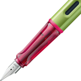 LAMY Special Edition AL-Star Fountain Pen - Disco

Light, lighter, LAMY AL-star: the writing classic made of resistant aluminium masters all challenges of everyday life in style. The transparent grip lies comfortably in the hand and, with an unobstructed view of the ink duct, turns the functional into a visual highlight. The series is ever inspiring with new special editions in current trendy colours and is thus an inspiring must-have in any pencil case.

Lightweight fountain pen with polished steel nib and