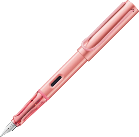 LAMY Special Edition AL-Star Fountain Pen - Flamingo

Light, lighter, LAMY AL-star: the writing classic made of resistant aluminium masters all challenges of everyday life in style. The transparent grip lies comfortably in the hand and, with an unobstructed view of the ink duct, turns the functional into a visual highlight. The series is ever inspiring with new special editions in current trendy colours and is thus an inspiring must-have in any pencil case.

Lightweight fountain pen with polished steel nib 