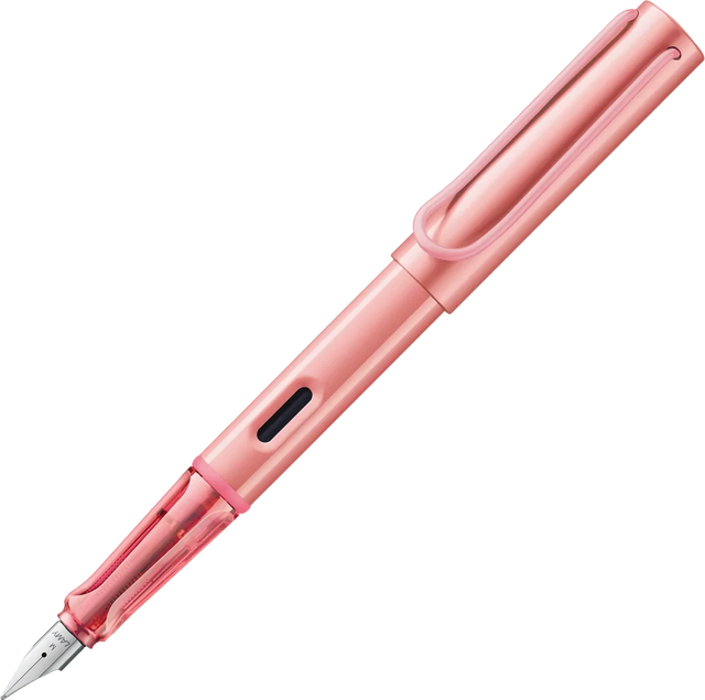 LAMY Special Edition AL-Star Fountain Pen - Flamingo

Light, lighter, LAMY AL-star: the writing classic made of resistant aluminium masters all challenges of everyday life in style. The transparent grip lies comfortably in the hand and, with an unobstructed view of the ink duct, turns the functional into a visual highlight. The series is ever inspiring with new special editions in current trendy colours and is thus an inspiring must-have in any pencil case.

Lightweight fountain pen with polished steel nib 