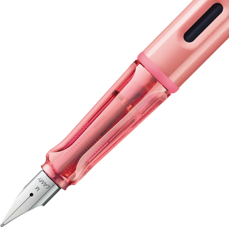 LAMY Special Edition AL-Star Fountain Pen - Flamingo

Light, lighter, LAMY AL-star: the writing classic made of resistant aluminium masters all challenges of everyday life in style. The transparent grip lies comfortably in the hand and, with an unobstructed view of the ink duct, turns the functional into a visual highlight. The series is ever inspiring with new special editions in current trendy colours and is thus an inspiring must-have in any pencil case.

Lightweight fountain pen with polished steel nib 