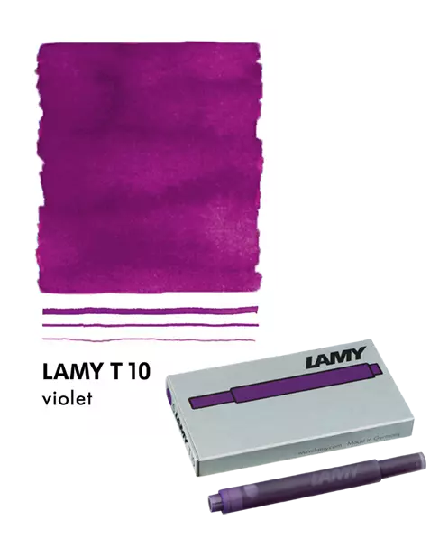 With their intense colors and long range, the LAMY T10 large capacity ink cartridges ensure pleasant, even writing - whether in everyday life, in the office, or at school. The ink cartridges offer an even flow and provide a smooth, precise writing experience for stylish writing without scratches. These ink cartridges fit all Lamy fountain pens, except the LAMY 2000.

Includes 5 cartridges with a 1.25ml capacity in each pack.