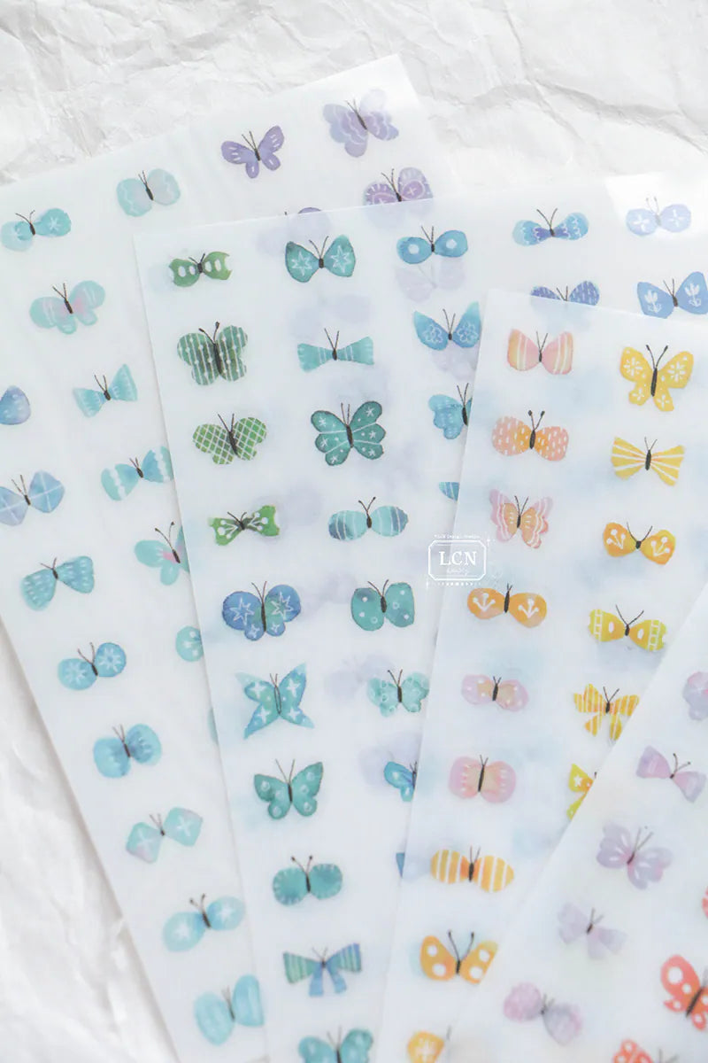 Four sheets of transfer stickers in various colors! Decorate your pages with colorful butterflies to give it the extra touch it needs!

Size: 10cmx15cm