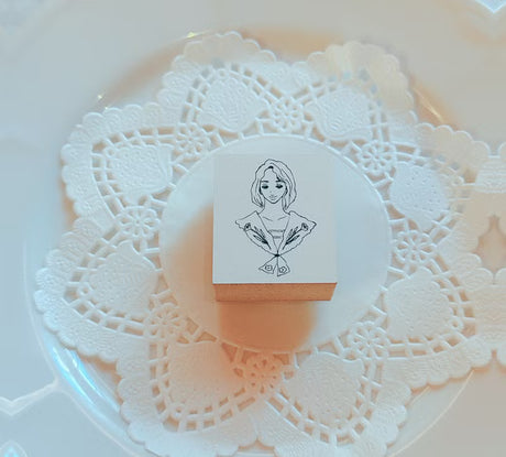 La Dolce Vita - Flower Scarf Girl Wooden Stamp
