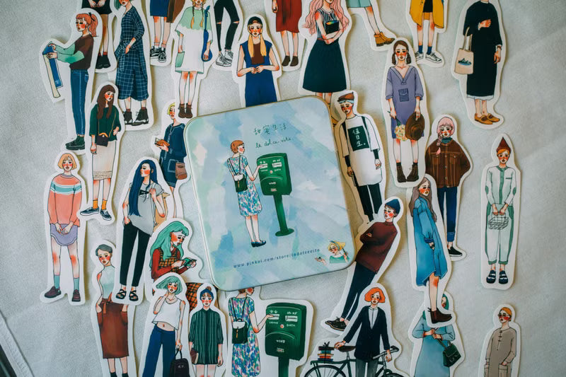 La Dolce Vita - Stationery Store Girl Tin Box Sticker Set