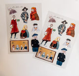 It is suitable for decorating small grids in pocketbooks or calendars, and is the size of postcards and letter paper. The texture of Japanese paper is warm and moist. It is recommended for those who like warmth.

Thin and slightly transparent material. Small cut-out stickers that can be pasted after tearing off. Small cut-out stickers that can be peeled off and pasted. Transparent packaging, A5 size.

2 duplicated sticker sheets .