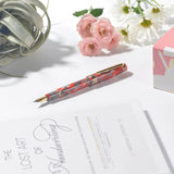 The Laban Rosa collection offers a fresh, modern look with its compact size and vivid colors. Lightweight and well-balanced, it’s the perfect choice for first-time fountain pen users. Fitted with a smooth steel nib and gold-plated trim, the Rosa brings style and ease to everyday writing.