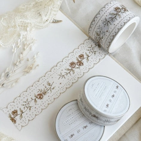 leelajournals Lace & Roses Brown Washi Tape 30mm