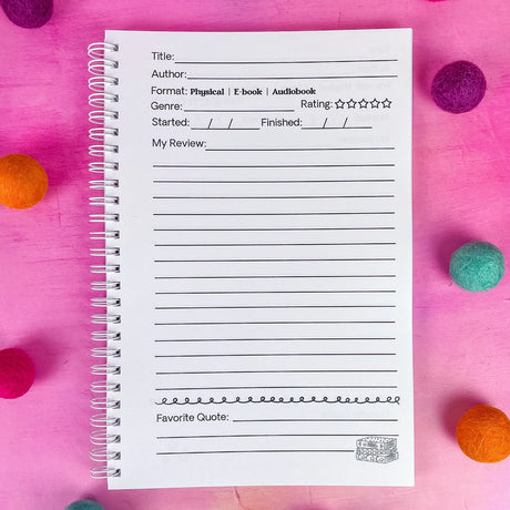 Keep track of your book reviews with this cute book review journal. There are 100 pages for different book reviews. Each review page includes the Title, Author, Start and Finish Dates, Star Rating, Favorite Quote area and your Review!&nbsp;

*DETAILS*

Size: 6x9"

Paper: 80lb interior paper

Wire coil binding

Gloss laminate cover