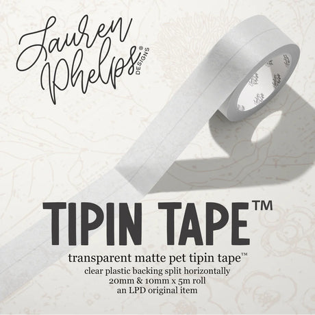 Do you love adding interactive elements to your scrapbook layouts like photos, journaling cards, patterned paper, ephemera, and keepsakes, but want a clean, professional way to attach them without bulky adhesives or visible hinges?

Tip In Tape™ was designed for exactly that.

Tip In Tape™ is a clear matte PET tape created for adding interactive elements to scrapbook pages and paper crafting projects with precision and ease. It allows you to create flip-ups, tip-ins, layered details, and movable elements wh