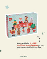 A new LEGO® advent calendar just for puzzle lovers! Open and build twelve LEGO minifigure-shaped puzzles as you count down to Christmas Day.

This unique puzzle advent calendar delivers twelve days of puzzle-building fun! Beneath the cover flap are twelve perforated windows, each containing a mini jigsaw puzzle. This festive puzzle set features beloved Christmas LEGO minifigure designs, including Santa and Mrs. Claus, Gingerbread Man, Frosty, and more! 