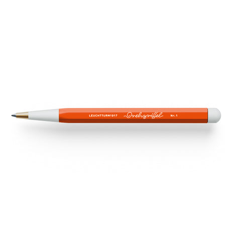 Leuchtturm1917 Drehgriffel Nr. 1 Gel Pen - Pumpkin

Details:
• Gel pen made from precision-milled aluminum and brass
• Document proof ISO 15727-2
• Strength M
• Ink color: Gel Pen - black
• Refillable&nbsp;
• Length: 13 cm