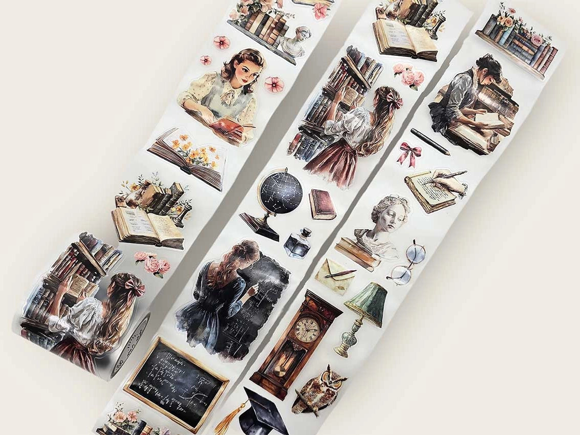 Light Academia Kiss-cut PET Tape by CoraCreaCrafts