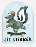 Lil' Stinker Skateboarding Skunk Sticker