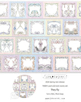 Lin Chia Ning Memo Sticker Roll - They Fly

A whimsical peel‑and‑stick memo roll featuring delicate flying creatures and bow‑themed frames.

Size: 5cm*10M&nbsp;
Loop: 95 cm&nbsp;
Simili paper