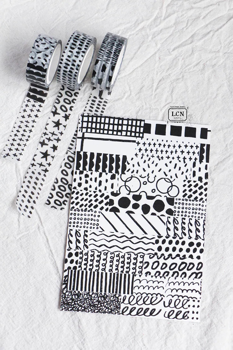 Lin Chia Ning Washi Tape - Hand-Drawn Patterns

This one is super simple -going back to the very beginning of washi tape.&nbsp; No backing paper, no kiss-cuts, just a pure, straightforward tape.&nbsp;


There are 45 different hand- draw doodie lines in total.&nbsp; I wanted it to feel free and effortless---just sticker it however your like.&nbsp; Use it as a background, decoration, or simply layer it on---everything works&nbsp;


Design by LinChiaNing

Made in Taiwan

Washi Tape
Width: 1.5cm / Length: 10m
L