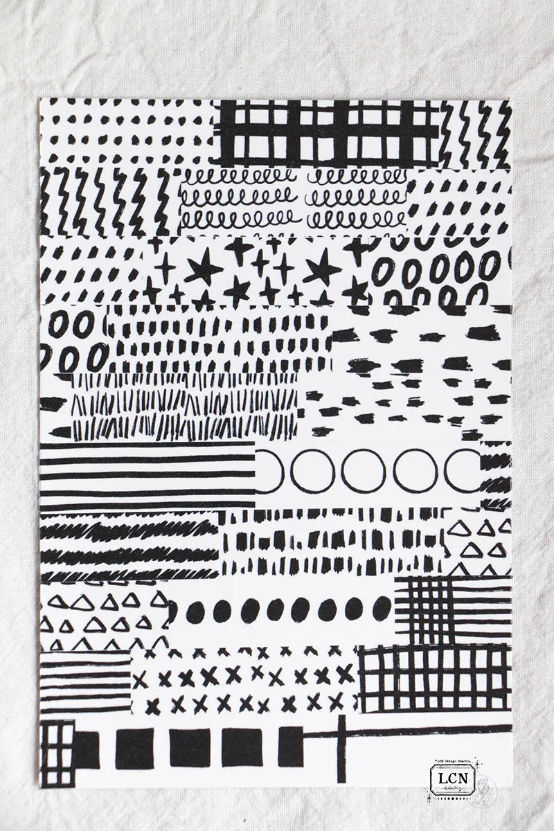 Lin Chia Ning Washi Tape - Hand-Drawn Patterns

This one is super simple -going back to the very beginning of washi tape.&nbsp; No backing paper, no kiss-cuts, just a pure, straightforward tape.&nbsp;


There are 45 different hand- draw doodie lines in total.&nbsp; I wanted it to feel free and effortless---just sticker it however your like.&nbsp; Use it as a background, decoration, or simply layer it on---everything works&nbsp;


Design by LinChiaNing

Made in Taiwan

Washi Tape
Width: 1.5cm / Length: 10m
L
