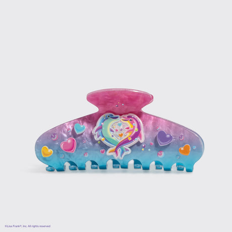 Add a refreshing touch to your style inspired by Lisa Frank® funny Dancing Dolphins™

Create an easy half-up do or clip your hair all the way up and back. Perfect for every day and elevating your everyday look!